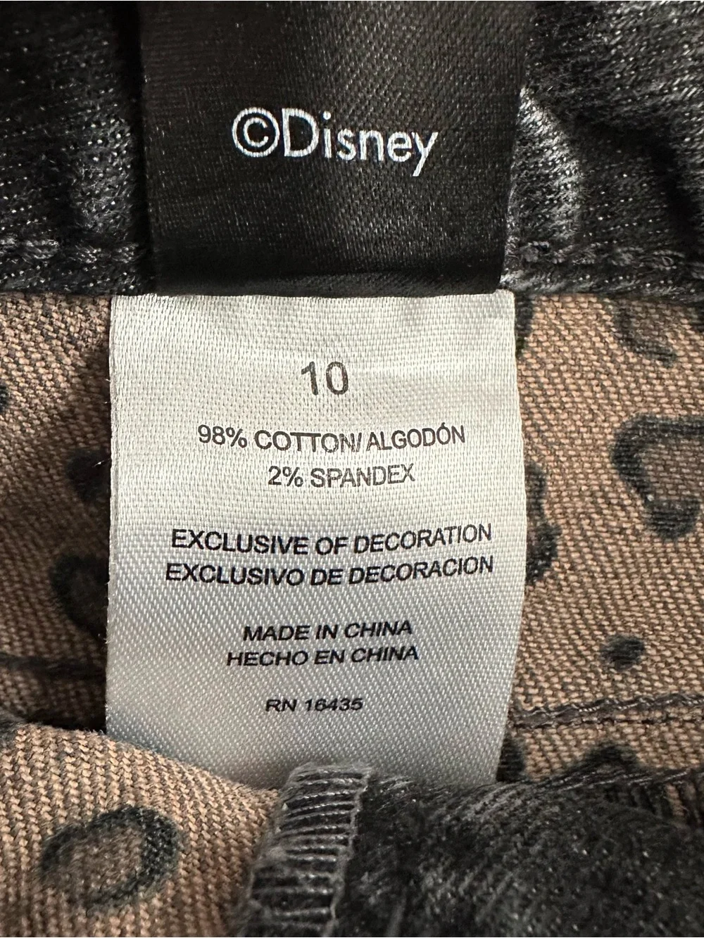 Disney Minnie Mouse Charcoal Gray Straight Denim Jeans Girls 10